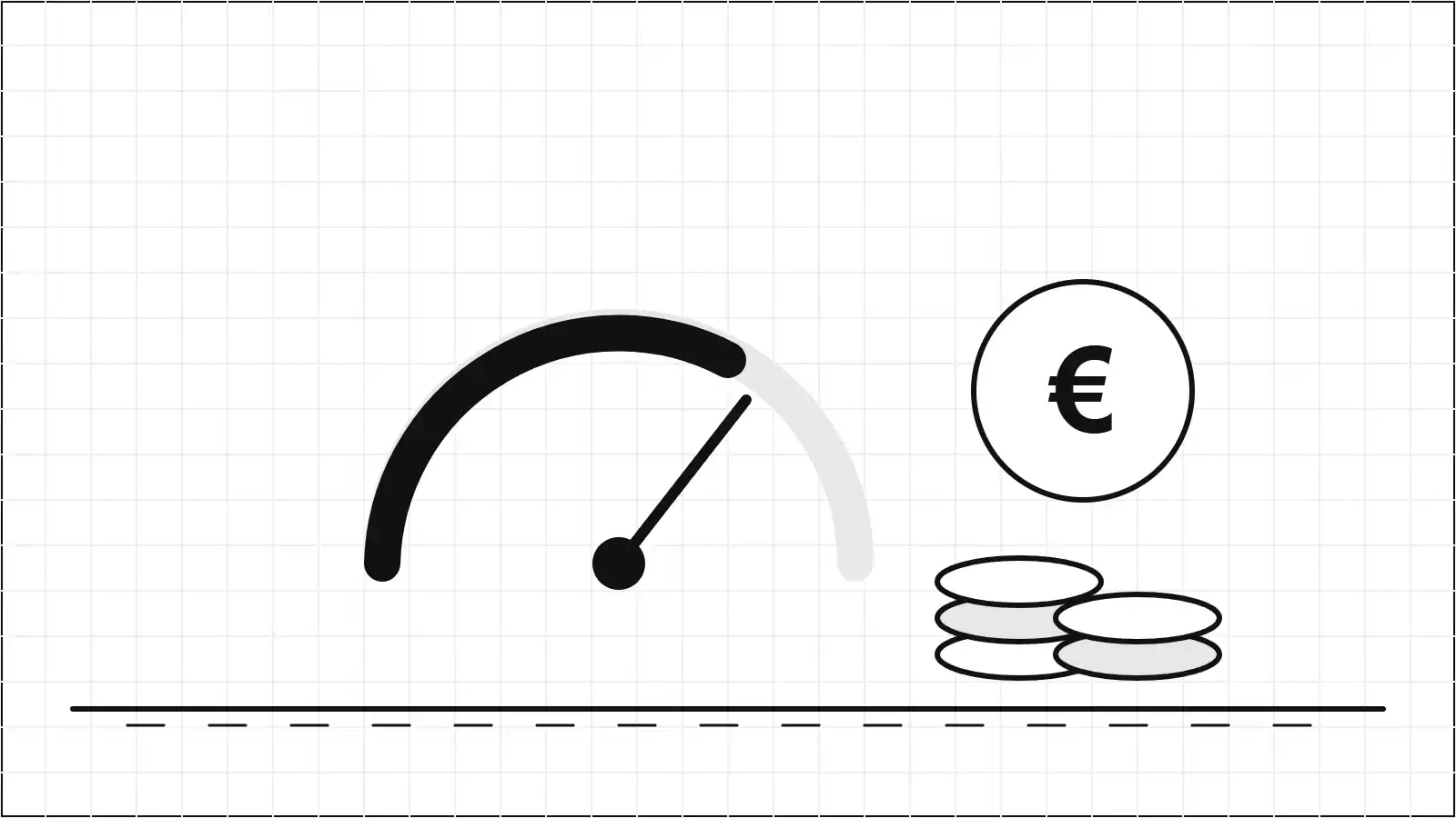 Illustration d'une jauge de risque et de pièces en euros